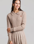 Leather Logo Sweater - Tan