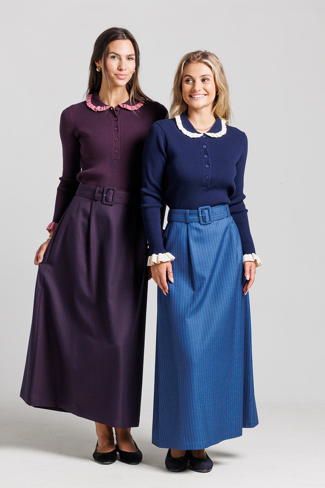 Pinstripe Midi - Plum