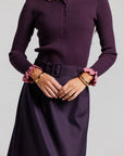 Pinstripe Midi - Plum