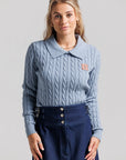 Leather Logo Sweater - Blue