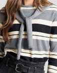 Striped Shrug Sweater - Grey