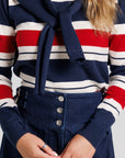 Striped Shrug Sweater - Navy & Red