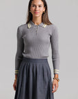 Striped Polo - Grey & Yellow