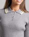 Striped Polo - Grey & Yellow