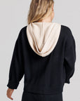 Hoodie Zip Up - Black & Cream