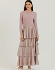 Scalloped Ruffle Maxi Mauve