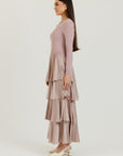 Scalloped Ruffle Maxi Mauve