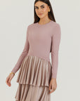 Scalloped Ruffle Maxi Mauve