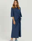 Cotton Stitch Dress Navy