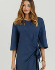 Cotton Stitch Dress Navy