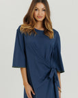 Cotton Stitch Dress Navy