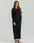 Relaxed Ribbed Maxi Black
