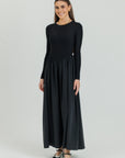 V maxi dress black
