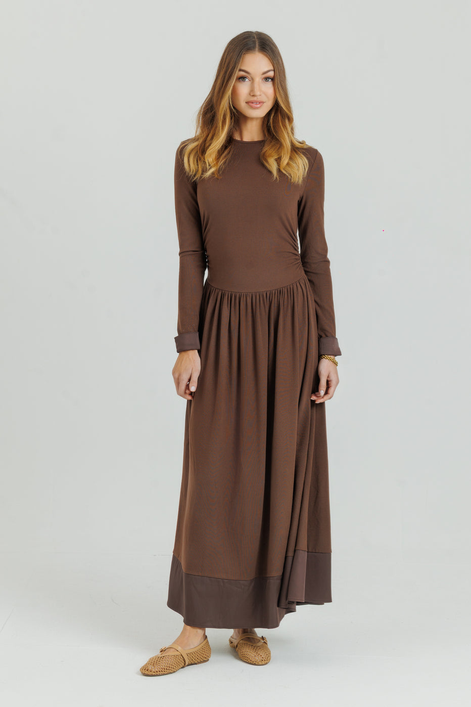 Side Ruched Dress Chocolate Brown – LOU&UP