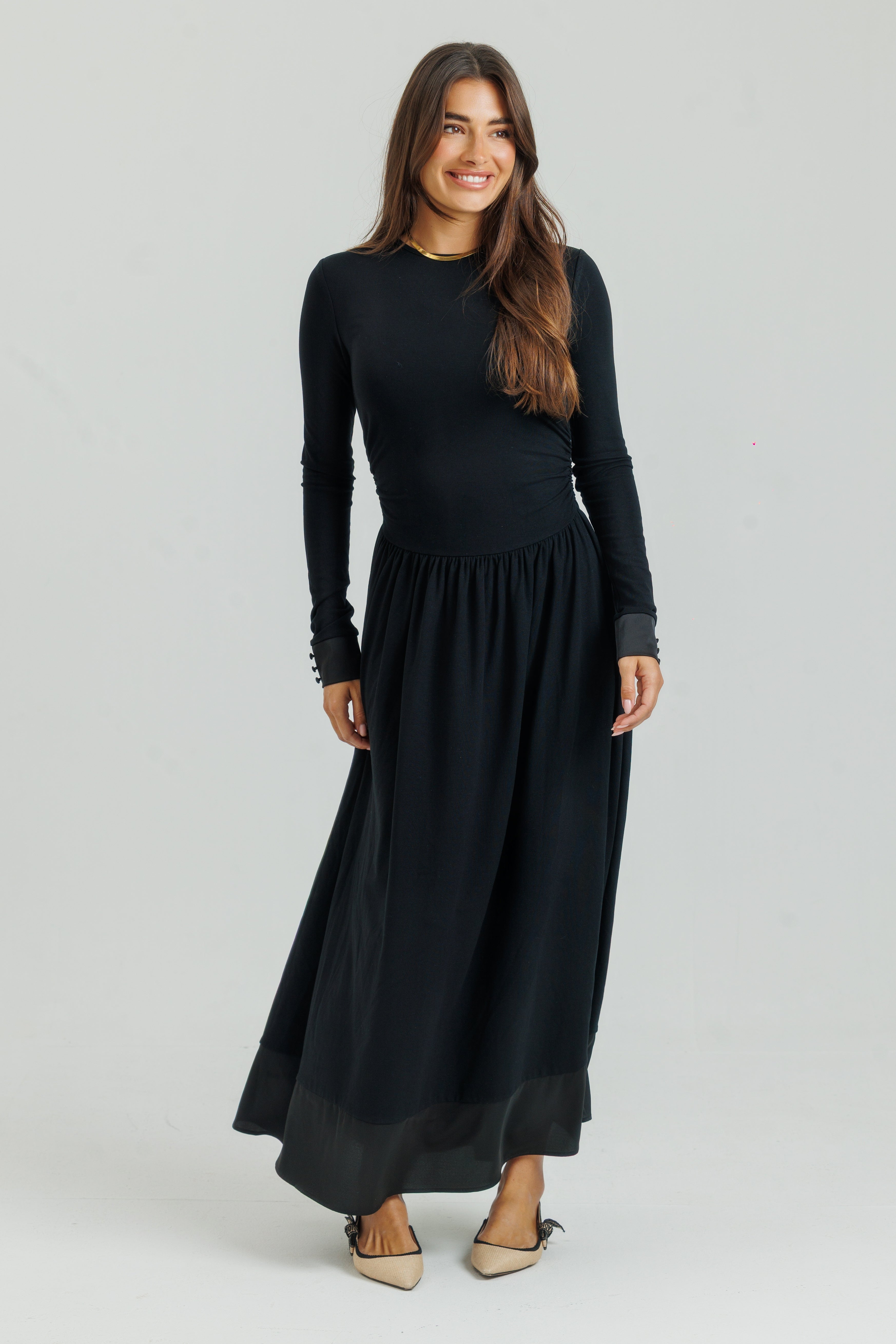Side Ruched Dress Black M