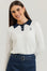 Two Tone Knit Polo Navy &amp; White