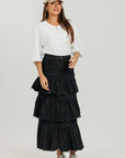 Denim Ruffle Skirt Black