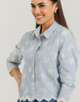 Scalloped Blouse Blue