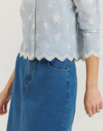Scalloped Blouse Blue