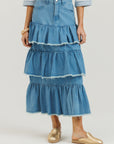 Denim Ruffle Skirt Light Denim