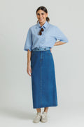 Two Tone Denim Skirt Blue