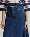 Chain Denim Skirt Blue