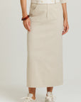 Two Tone Denim Skirt  Tan