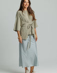 Gingham Slip Skirt Sage Green