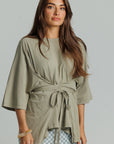 Wrap Tie Tee Sage
