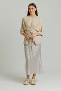 Gingham Slip Skirt Tan