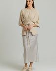 Gingham Slip Skirt Tan