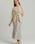 Gingham Slip Skirt Tan