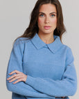 Collar Knit Sweater , Powder Blue