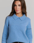 Collar Knit Sweater , Powder Blue