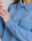 Collar Knit Sweater , Powder Blue