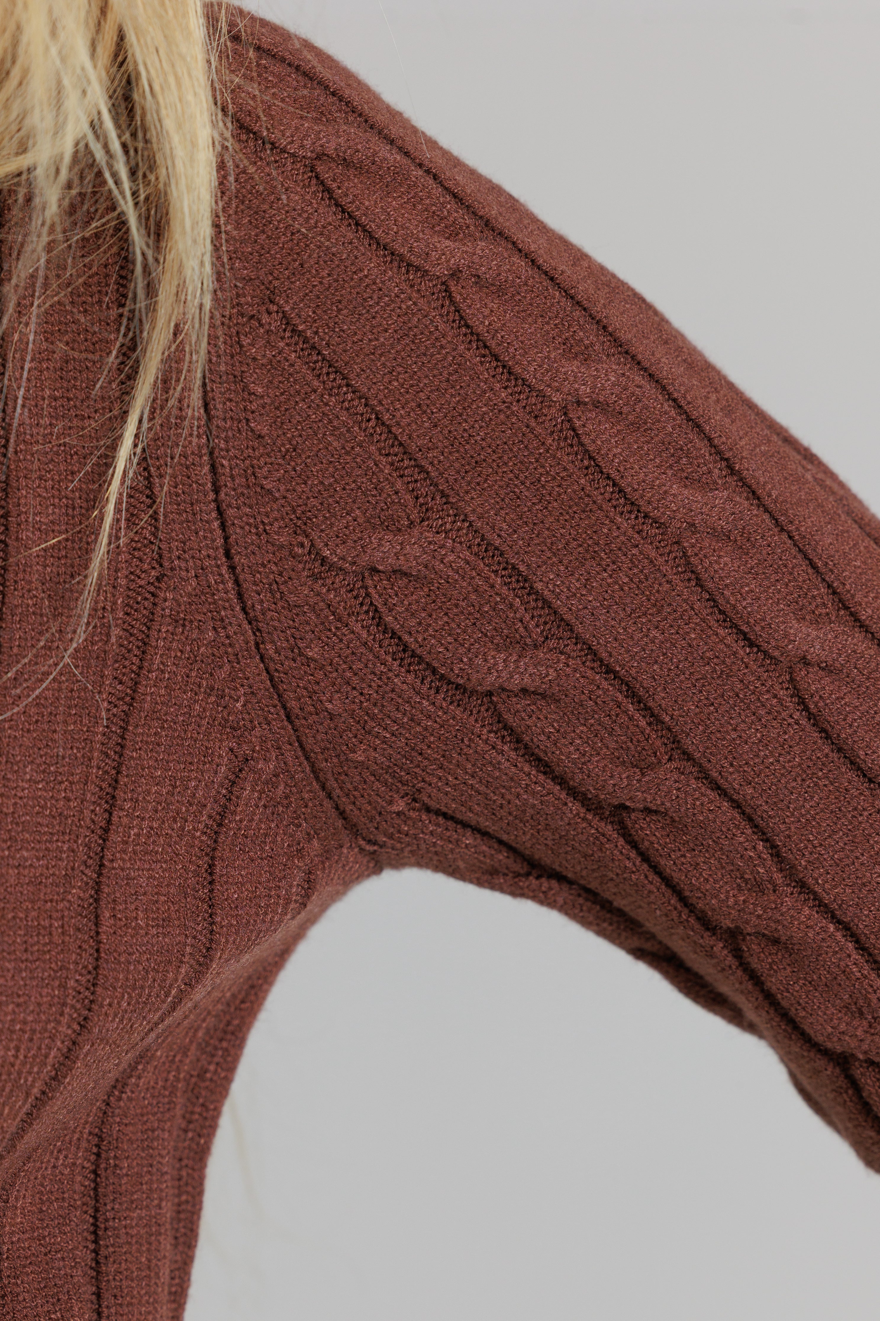 Cropped ribbed sweater brown