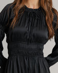 Satin smock dress black