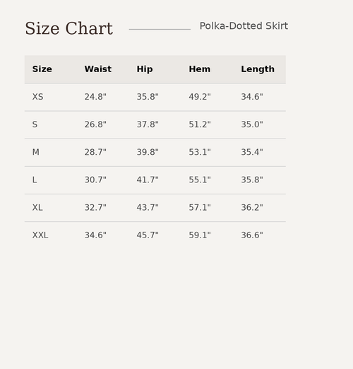 size chart