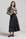 Belted Pleated Denim Skirt - Black