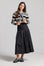 Belted Pleated Denim Skirt - Black