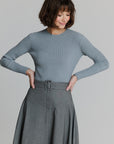 Wide Ribbed knit top gray