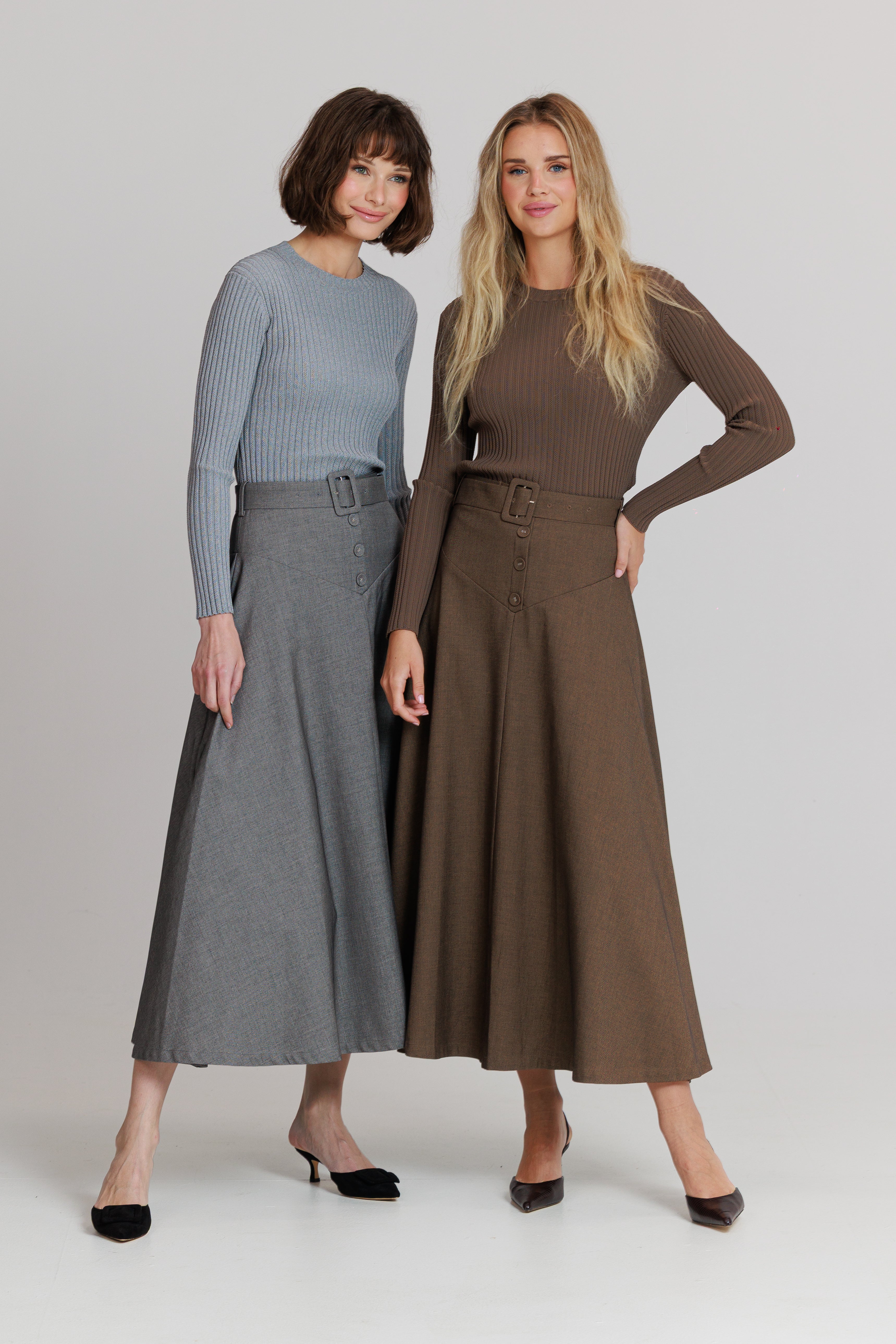 Fit and flare skirts gray