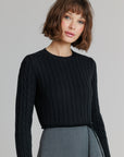 Cropped ribbed sweater black
