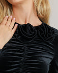 Velvet Rosette dress black