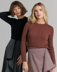 Cropped ribbed sweater brown
