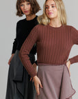 Cropped ribbed sweater brown