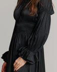Satin smock dress black