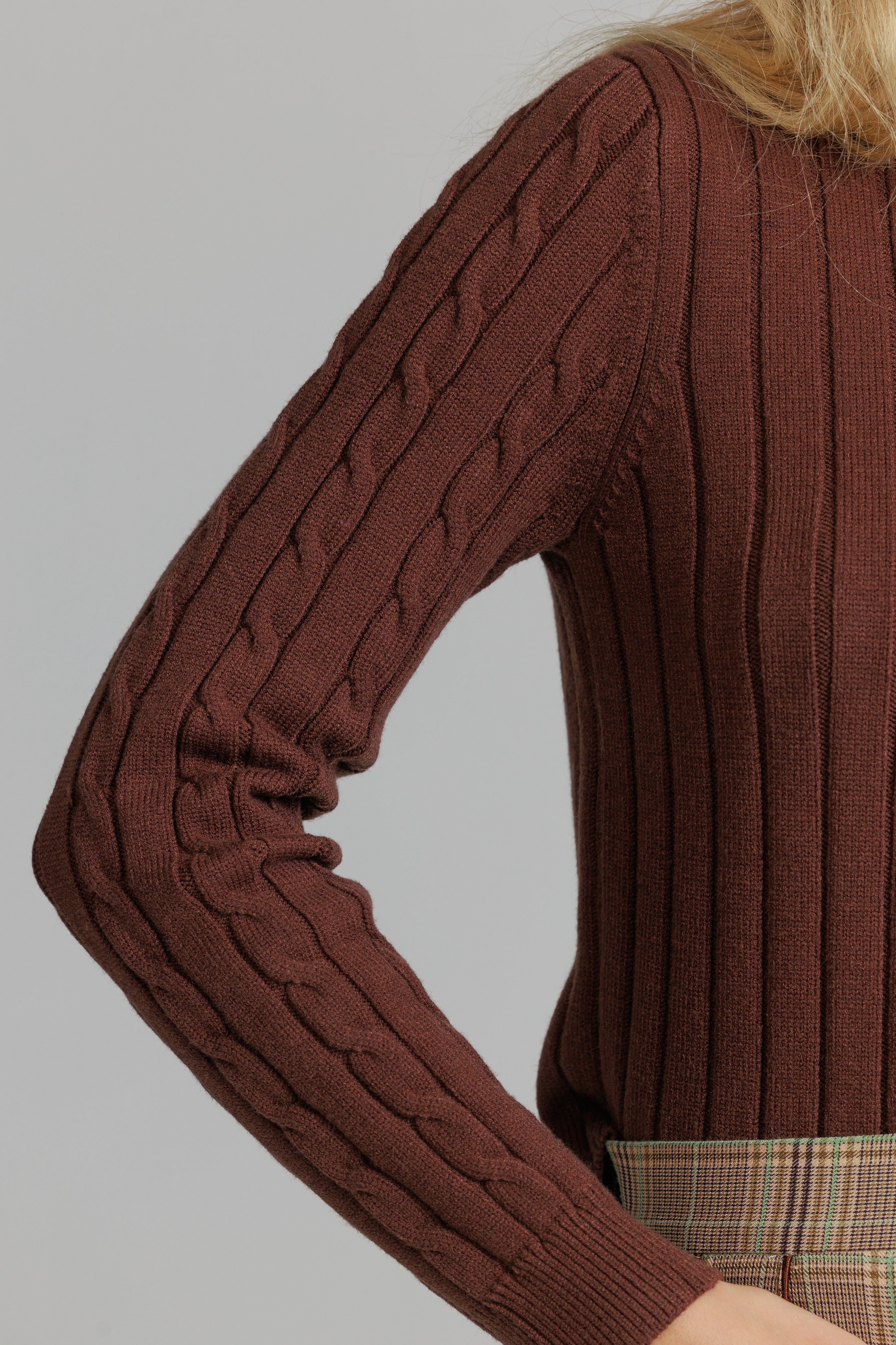 Cropped ribbed sweater brown
