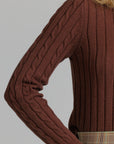 Cropped ribbed sweater brown