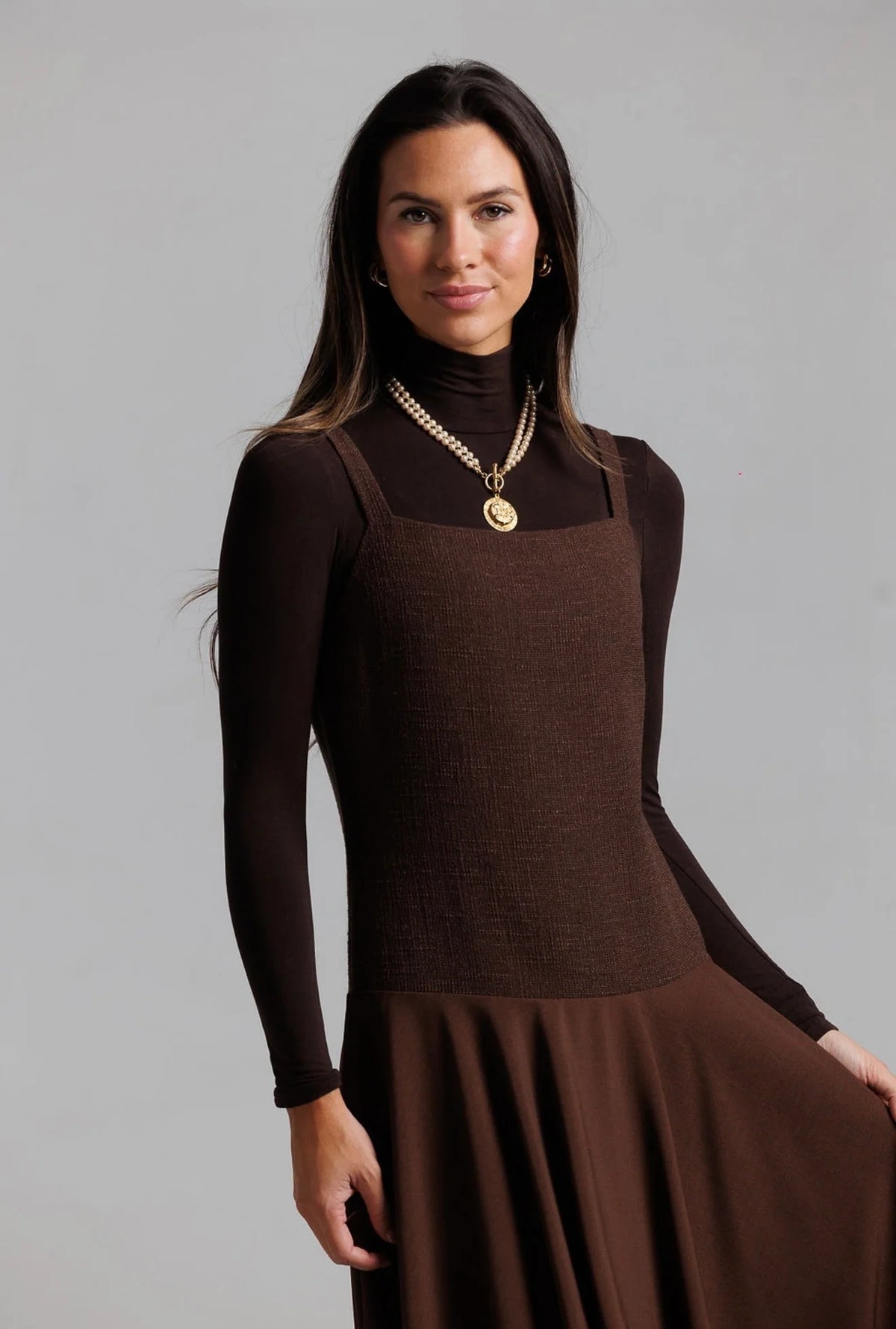 Tweed Jumper and Turtleneck - Brown